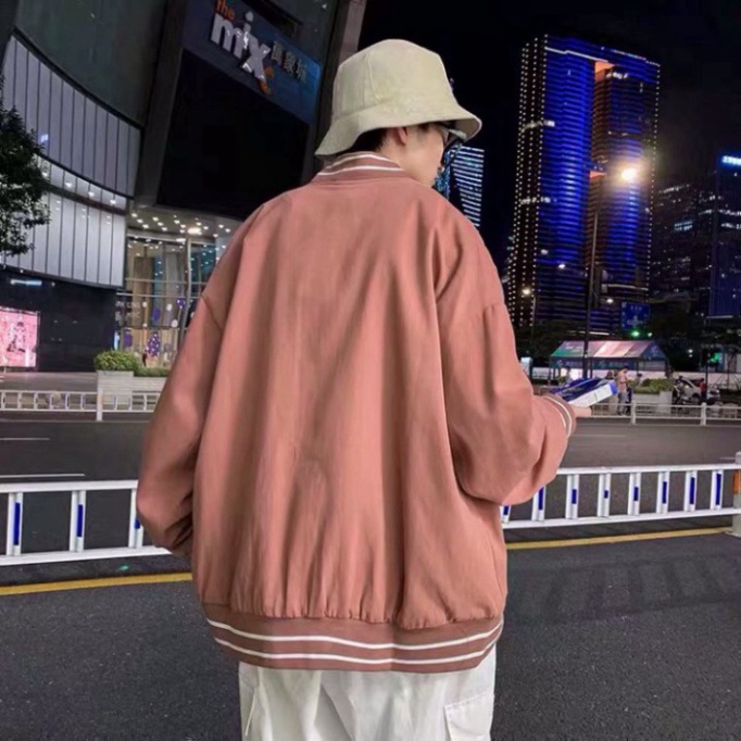 Áo khoác bomber unisex ⚡ 𝐂𝐨́ 𝐕𝐢𝐝𝐞𝐨 -  𝐀̉𝐧𝐡 𝐓𝐡𝐚̣̂𝐭 ⚡ Áo bomber bóng chày H8-08 chất kaki d