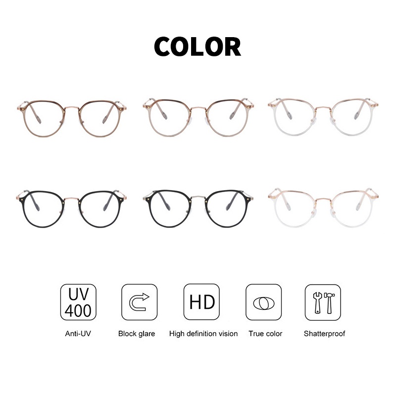 Mắt Kính TR90 Gọng Tròn Chống Bức Xạ Ánh Sáng Xanh Thời Trang Cho Nam Và Nữ