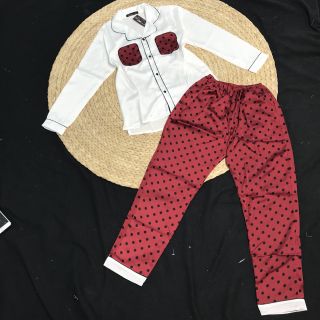 Pizama satin Tay dài quần dài