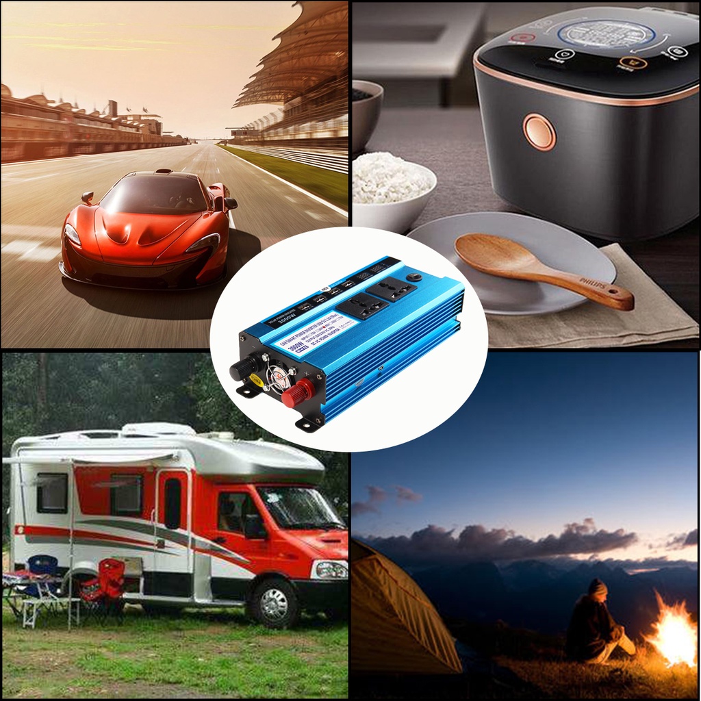 Bộ Chuyển Đổi Điện Năng Lượng Mặt Trời 3000W DC 12V 24V 48V Sang AC 220V 4USB