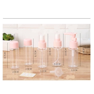 Portable travel cosmetics bottling set