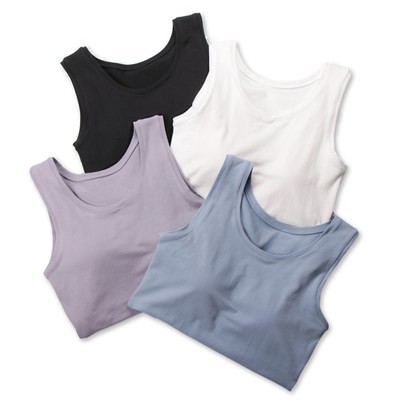 Áo ba lỗ đệm ngực nữ ngắn bông dây đeo Yoga thể thao bên trong không mặc áo lót ngực ngắn mùa hè