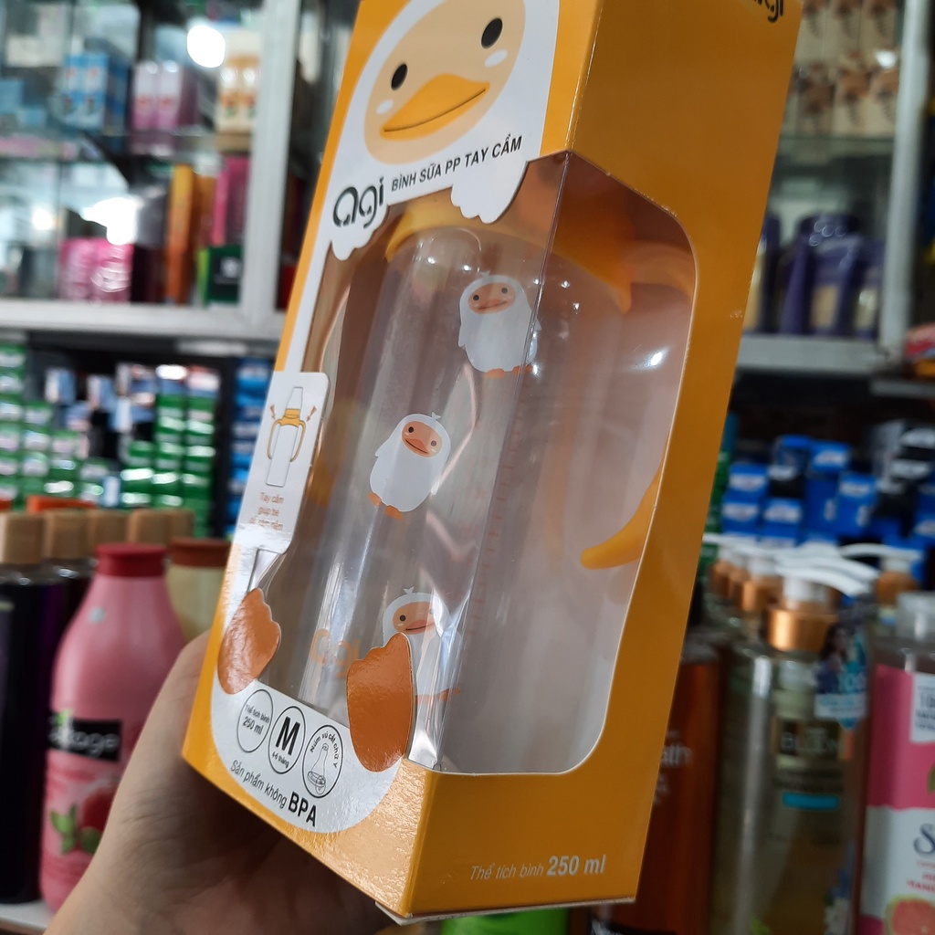 BÌNH SỮA CỔ HẸP AGI PP TAY CẦM 250ML