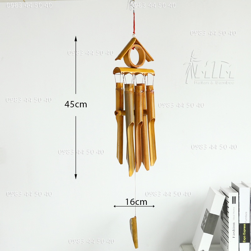 Chuông gió tre trúc (ngôi nhà) - treo trang trí ban công, hành lang nơi đón gió.