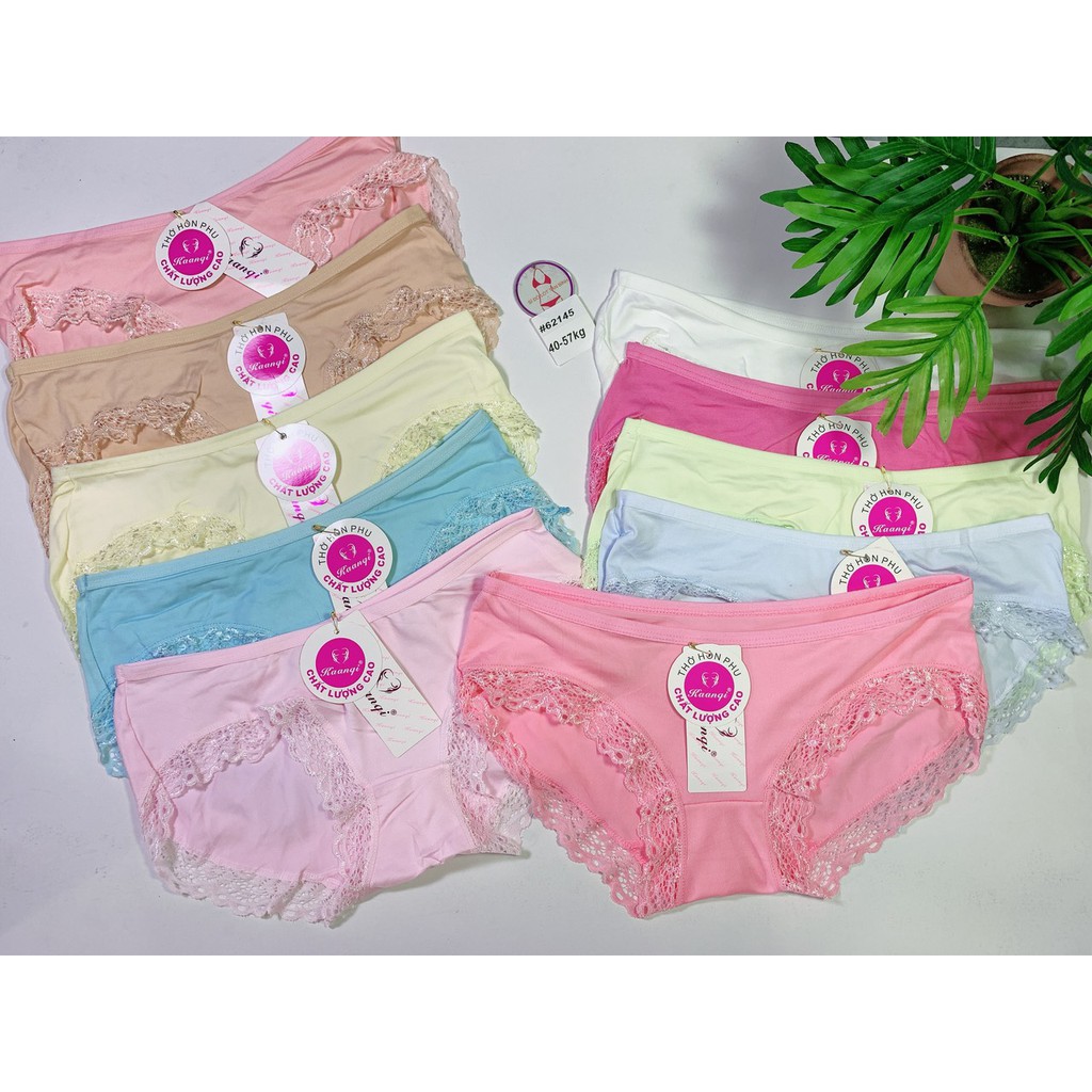Quần lót nữ cotton mềm phối ren 62145 size&lt;55kg