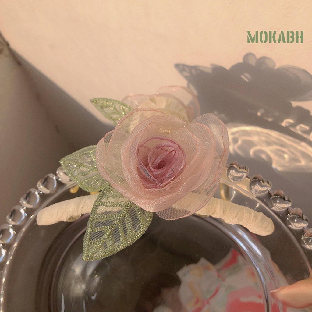 < Kẹp Tóc Càng Cua Bằng Vải Lưới Trang Trí Hoa Tinh Tế Chất Lượng Cao Phong Cách Ngọt Ngào Cho Nữ >