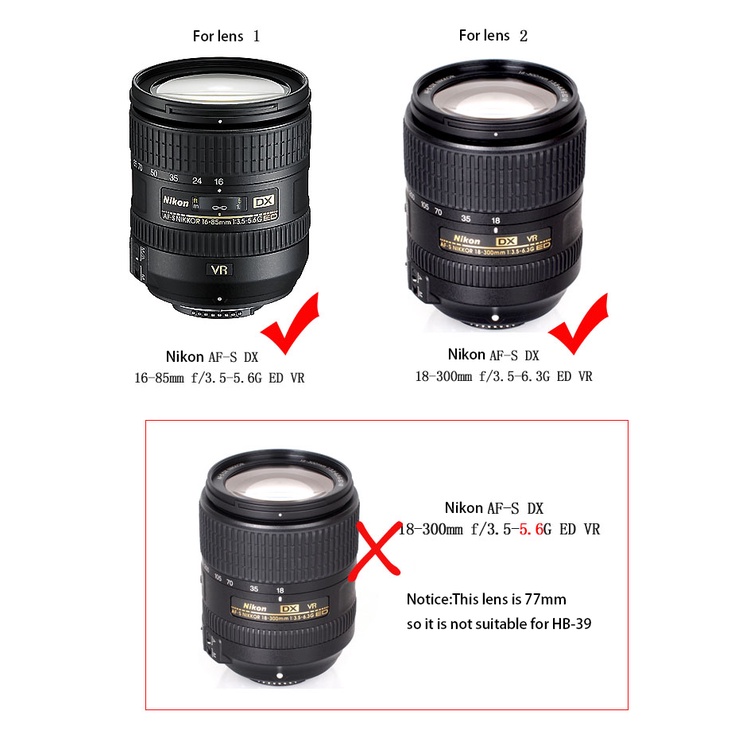 Hb-39 Loa Che Nắng Cho Ống Kính Máy Ảnh 16-85 / 18-300mm f / 3.5-5.6g ed vr / camera d7000 / d7100 / d7200 / d7500 / d5600
