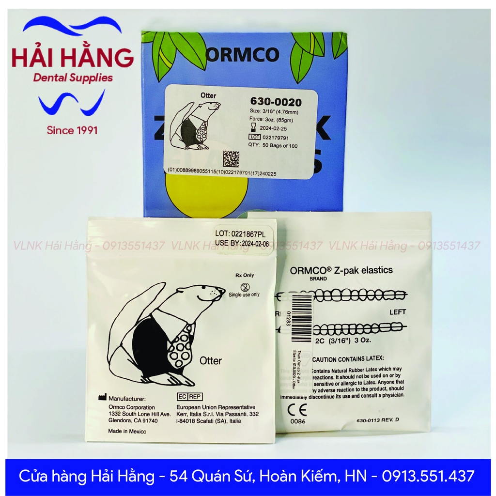 Chun liên hàm chỉnh nha Z-pak Elastics chính hãng ORMCO Z-pak Elastics