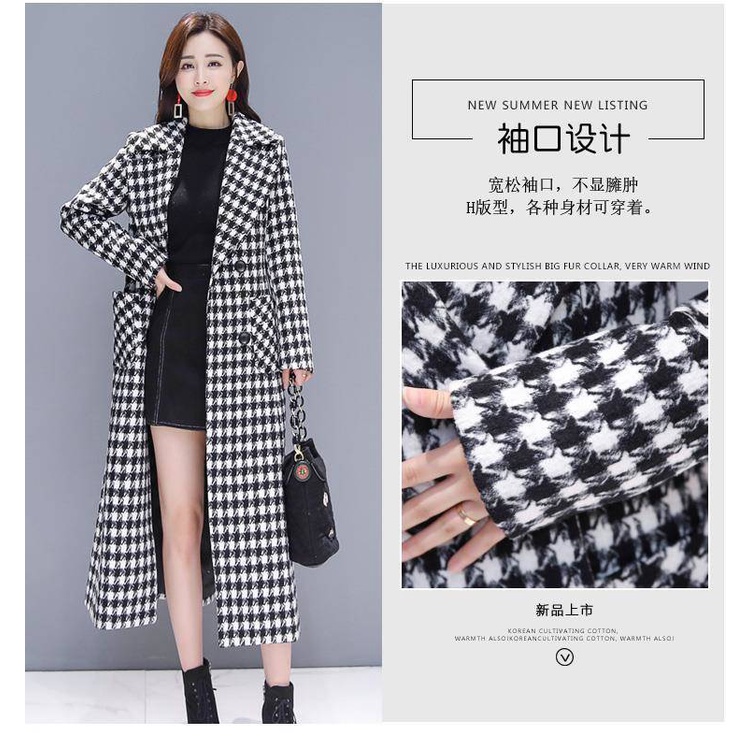 Áo khoác len dáng dài họa tiết kẻ sọc thời trang cho nữ 2021