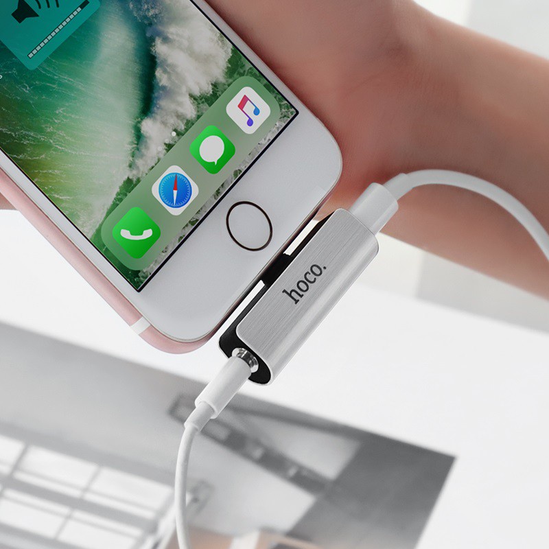 Cáp Chia Tai Nghe lightning đến lightning và 3.5 dạng iring Hoco LS25 Chính Hãng