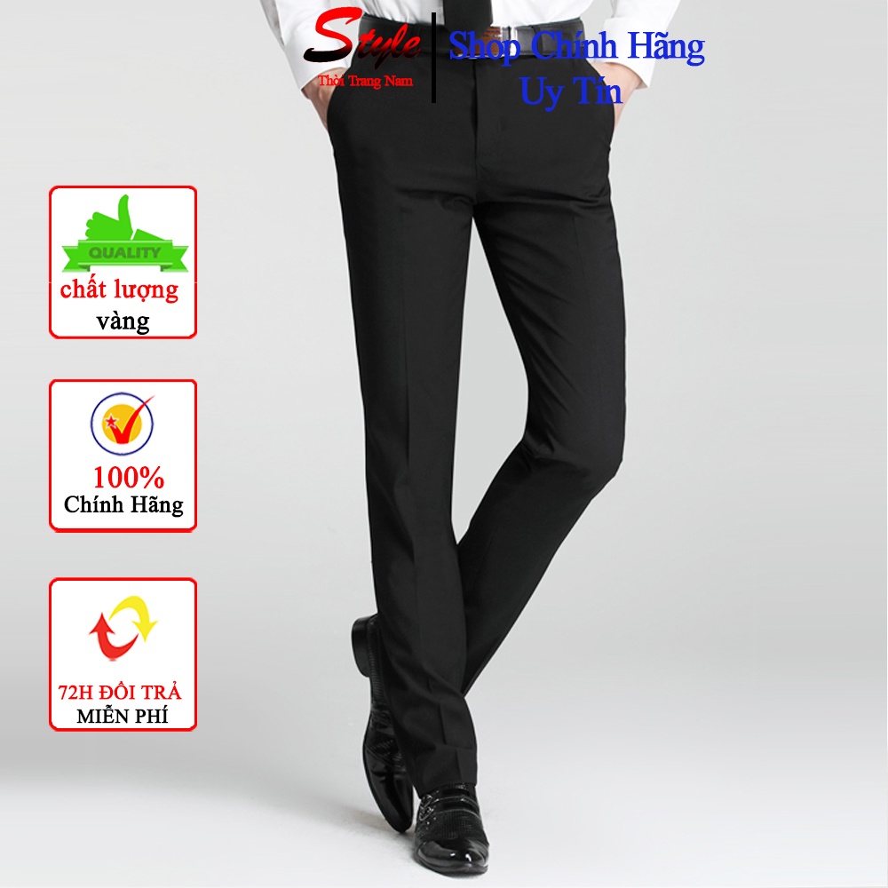 Quần tây nam (đen) ống côn dáng body, phong cách thời trang nam cao cấp