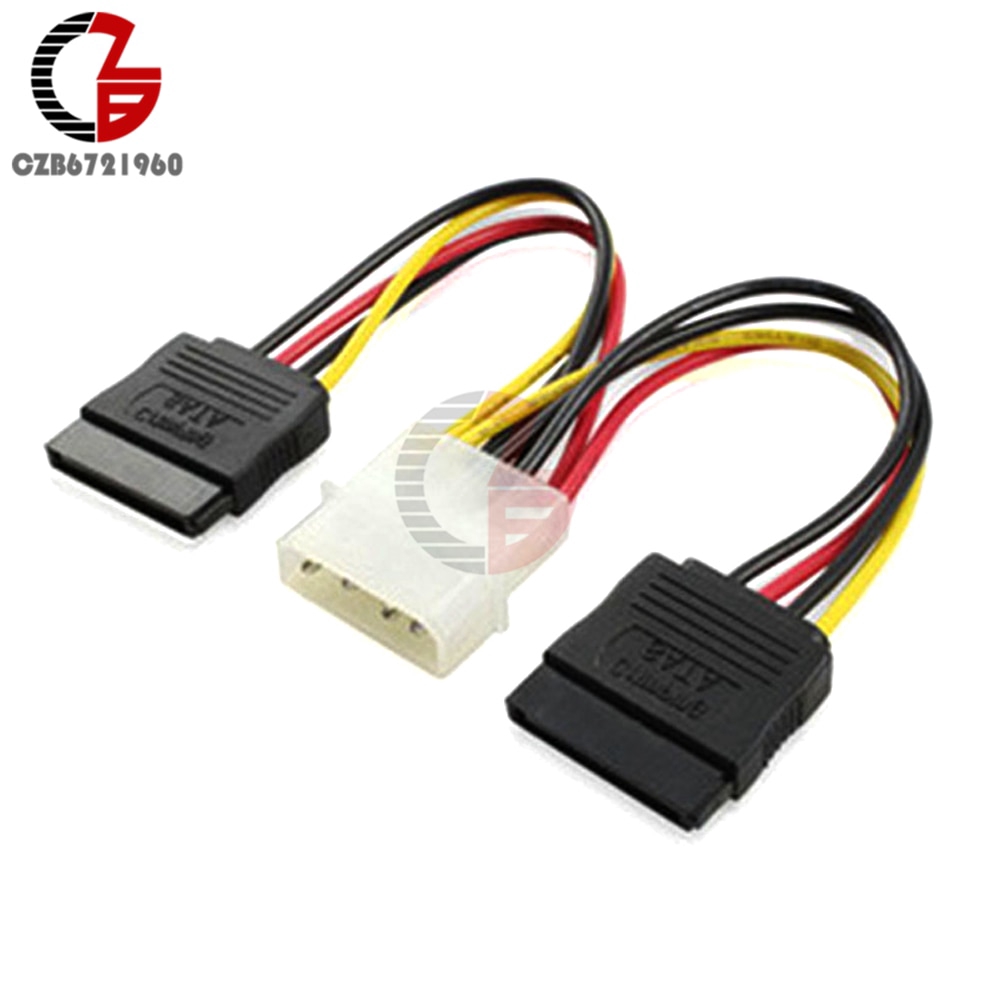 4 Pin IDE Molex to 2 Serial ATA SATA Y Splitter Dual Hard Drive Adapter Cable Connector