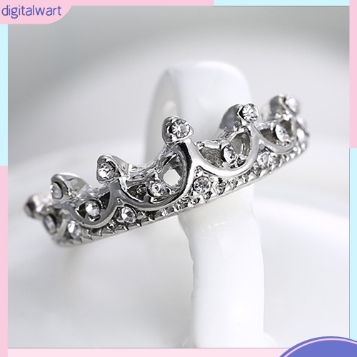 Nhẫn mạ bạc hình vương miện đính đá xinh xắn