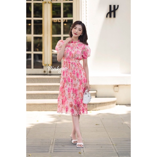 ROSE PINKGER -  VÁY HOA XẾP LI SIZE S/M - PINKGER CLOTHING