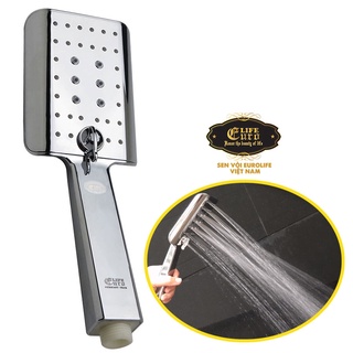 Tay sen vuông 3 chế độ chảy nhựa abs mạ chrome sáng bóng eurolife el-h201 - chỉ có tay sen