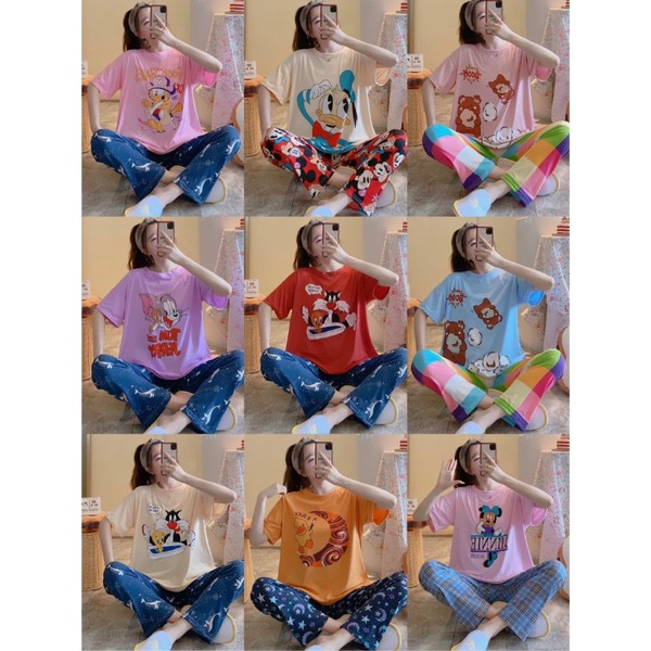 BỘ THUN QC MẶC NHÀ TAY NGẮN QUẦN DÀI HOẠT HÌNH | BigBuy360 - bigbuy360.vn