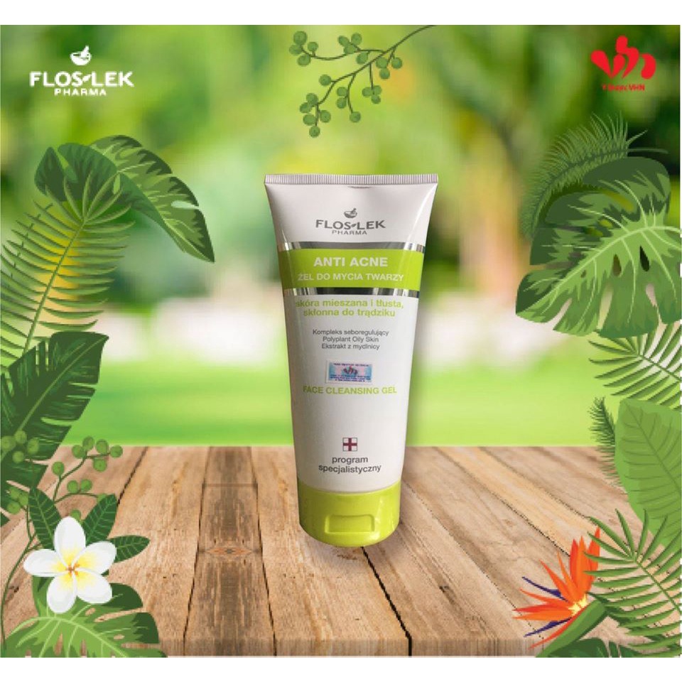 HÀNG NHẬP KHẨU - Sữa Rửa Mặt Floslek Anti Acne Bacterial Face Cleansing Gel Dạng Gel Cho Da Nhờn Mụn Ngừa Mụn, Dưỡng Ẩm