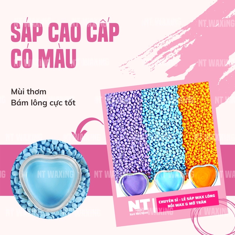 Sáp wax lông CAO CẤP CÓ MÀU CÓ MÙI THƠM , hạt wax nóng nhập khẩu hard wax beans cho tay, chân, nách,...