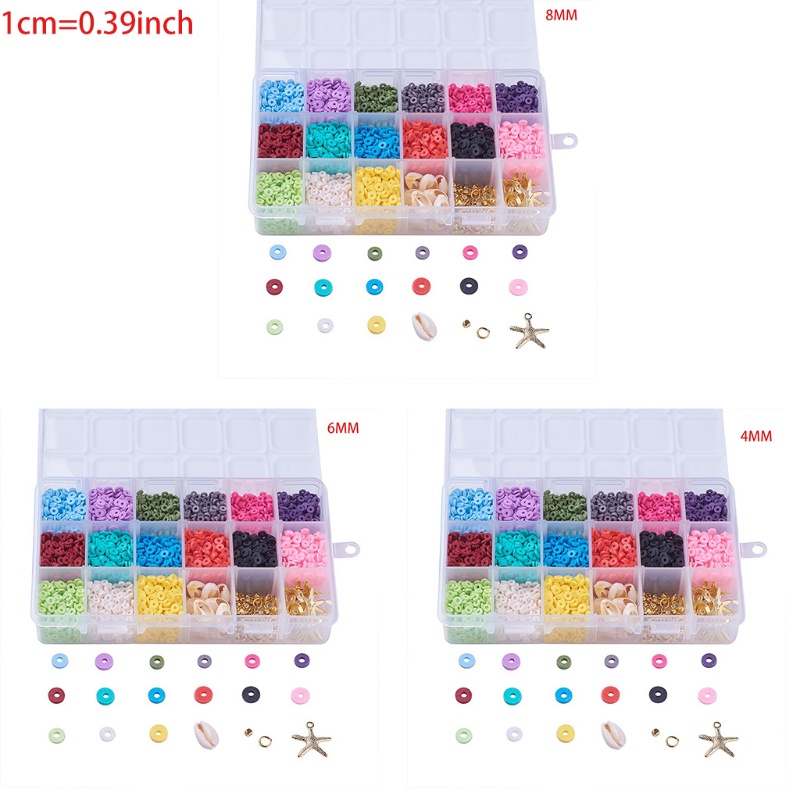 Hộp Hạt Nhựa Polymer 6mm Nhiều Màu Sắc Dành Cho Trẻ Em DIY