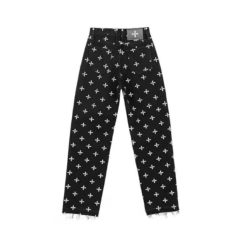 Jiashucheng Quần Jean Nữ Ống Rộng Lưng Cao Kiểu Mới