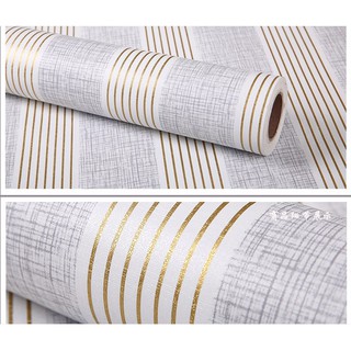 Cuộn 5M PVC giấy dán tường (có sẵn keo dán) - SỌC VÀNG GR012