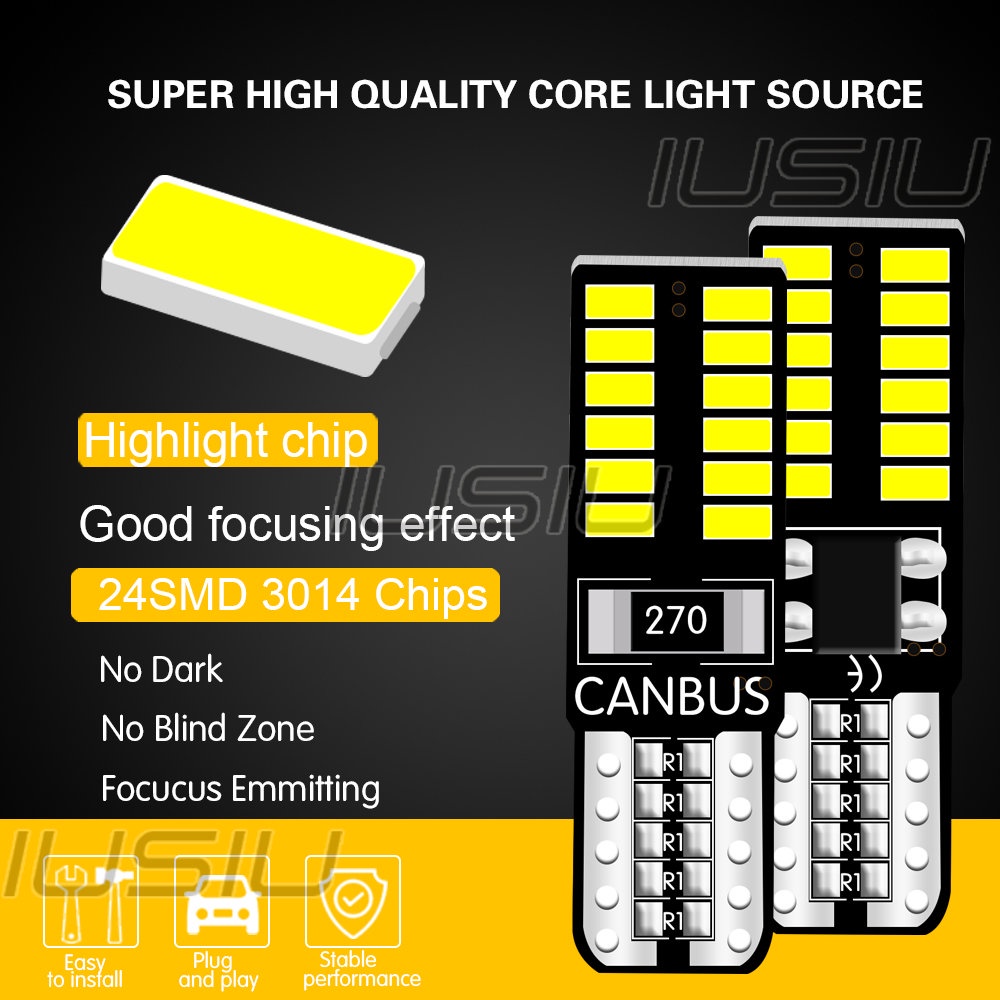 Bóng Đèn LED Tín Hiệu Xi Nhan T10 24SMD 3014 194 W5W Chuyên Dụng Cho Xe Hơi Xe Máy