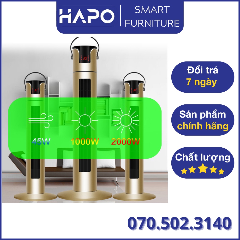 Quạt sưởi ấm, máy sưởi gốm, máy sưởi gia đình, điều khiển từ xa, công suất 2000W
