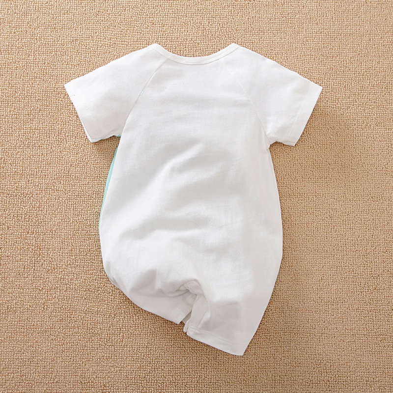 Quần Áo Trẻ Em Sơ Sinh Bộ Đồ Liền Thân Cộc Tay Chất Cotton Bodysuit Hình Thú Khủng Long Xanh Cho Bé Trai Bé Gái [BDC17]