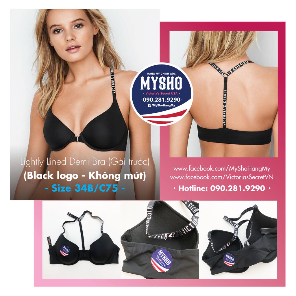 Áo lót Black Logo - Không mút, gài trước, thiết kế chữ T năng động