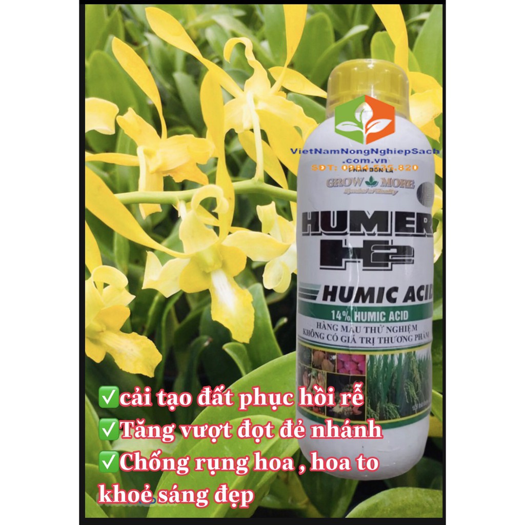 HUMER H2 14% HUMIC ACID PH ÂN BÓ N  LÁ  HỮ U C Ơ GIÚP PH ỤC H ỒI RỄ, TĂ NG ĐỌT, CH ỐNG R ỤNG HOA 1000ML