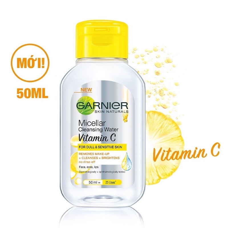 Nước Tẩy Trang Garnier Micellar Water Vitamin C Làm Sáng Da 50ml