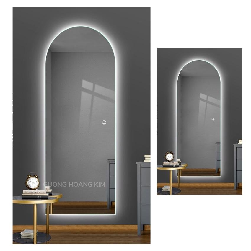 Gương led toàn thân hình mái vòm treo tường tính năng led hậu 3 màu kích thước 60x170cm BẢN TIÊU CHUẨN guonghoangkim