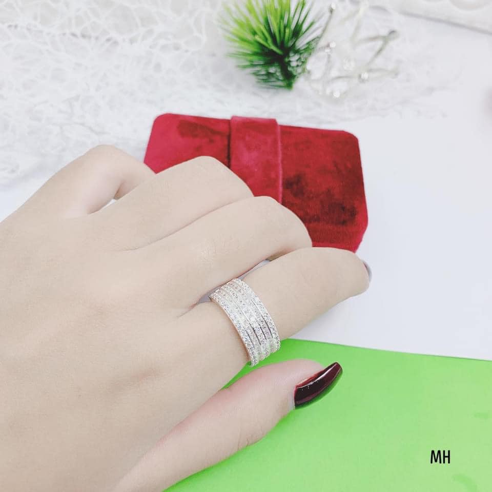 BTD - Nhẫn nam chất liệu bạc full đá 4 hàng trên mặt nhẫn