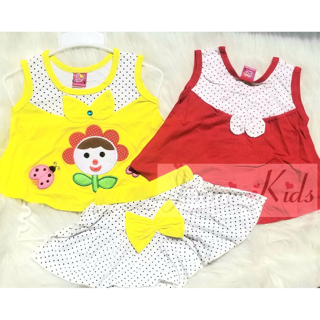 [Sale sốc] Set quần váy bé gái Sun flower hình thêu nổi cute 10-20kg