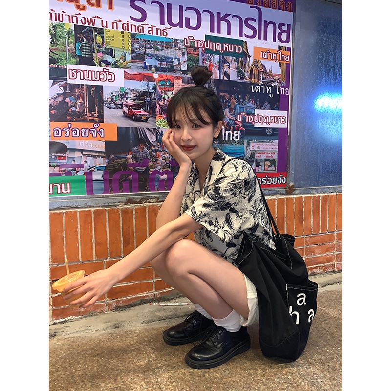 Áo Sơ Mi Ngắn Tay Họa Tiết Hoa Thời Trang Cho Nữ