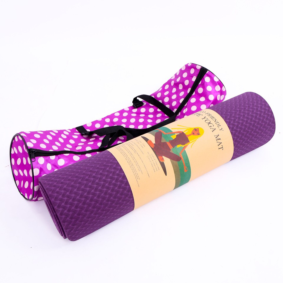 Thảm tập Yoga Mat TPE 6mm một lớp tặng túi xịn