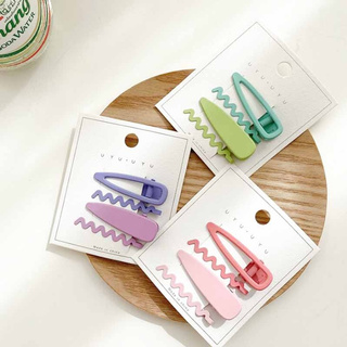 Set 4 kẹp tóc hình giọt nước và gợn sóng màu sắc kẹo ngọt tùy chọn đáng yêu dành cho bé
