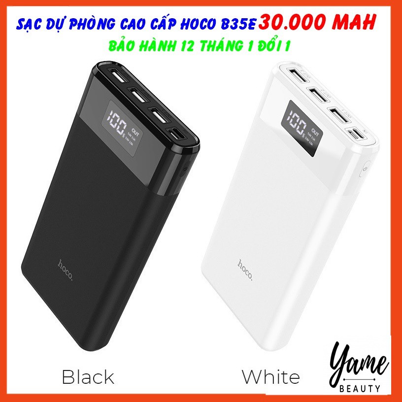 Pin Sạc Dự Phòng 30.000 mAh Hoco B35E Sạc Nhanh Cao Cấp - 3 Cổng Ra - Màn Hình Led Hàng Chuẩn