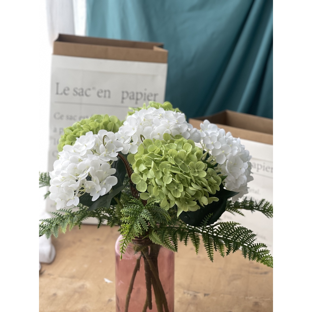 HOA GIẢ 🌺 HOA CẨM TÚ CẦU CAO SU CÀNH DÀI 46CM