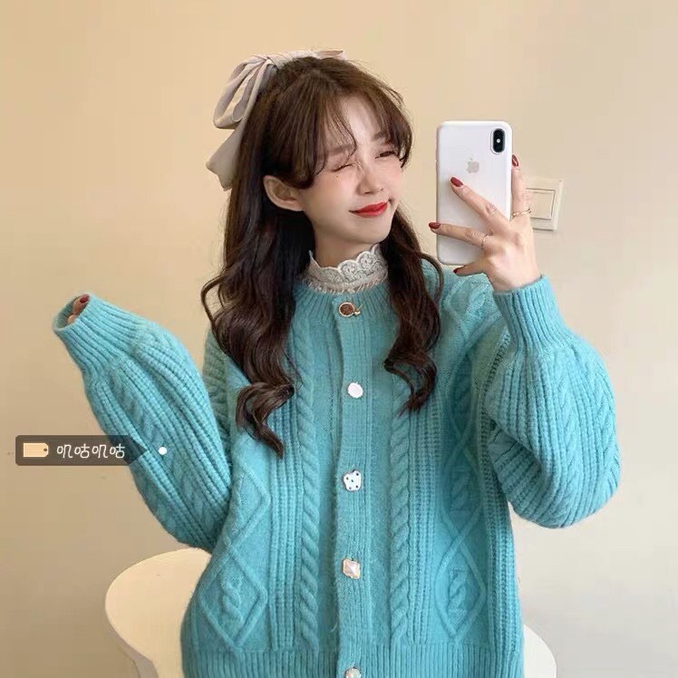 Áo khoác Cardigan dệt kim Form rộng xinh xắn cho nữ