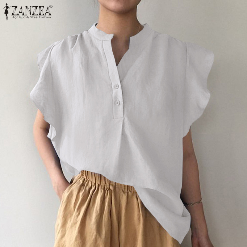 Áo Kiểu ZANZEA Không Tay Cổ Chữ V Màu Trơn Thời Trang Cho Nữ | BigBuy360 - bigbuy360.vn