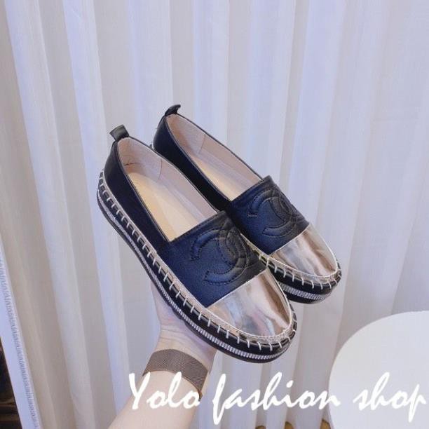 Giày lười slip on nữ mũi bạc độn đế 3p bọc cói vintage thời trang GL12 | BigBuy360 - bigbuy360.vn