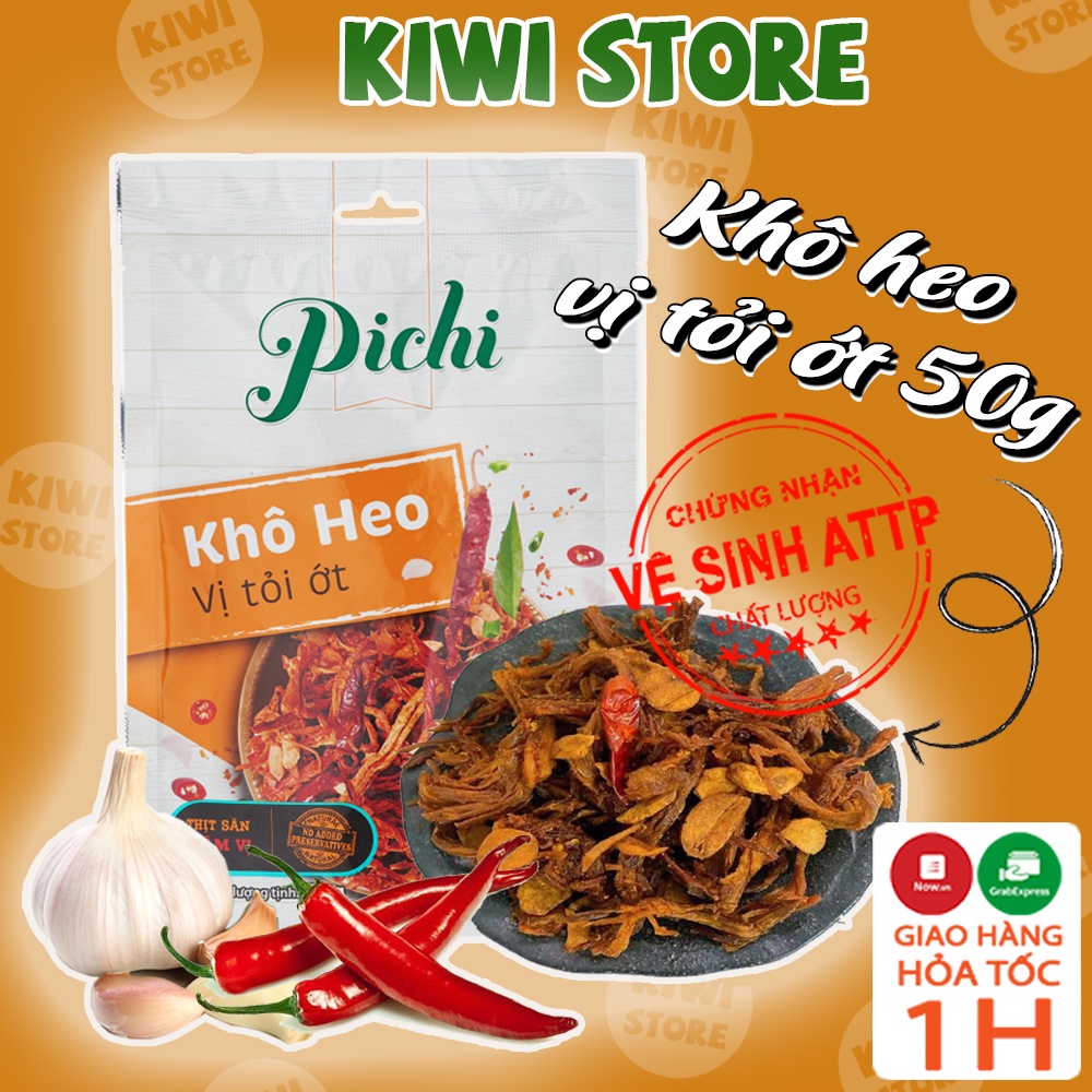 Khô lợn cháy tỏi Pichi thịt heo sấy loại ngon đậm vị 50g 100g ăn vặt Kiwi Store