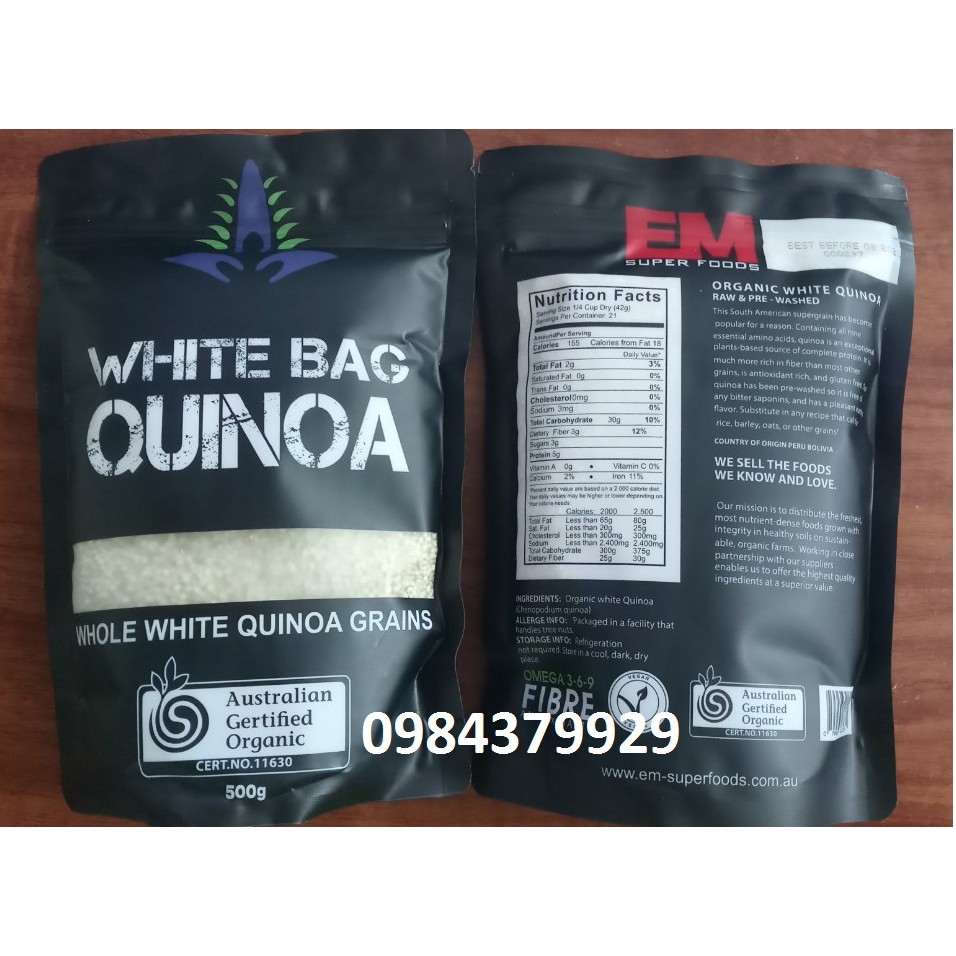 HẠT DIÊM MẠCH ÚC WHITE BAG QUINOA 500GR