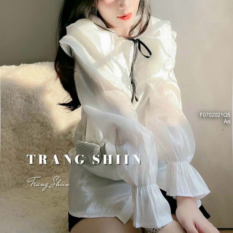Áo kiểu trắng cột nơ