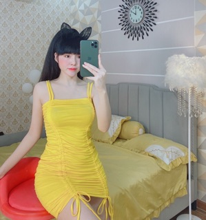 [HÌNH_THẬT_100%] Đầm body rút dây eo 2 bên