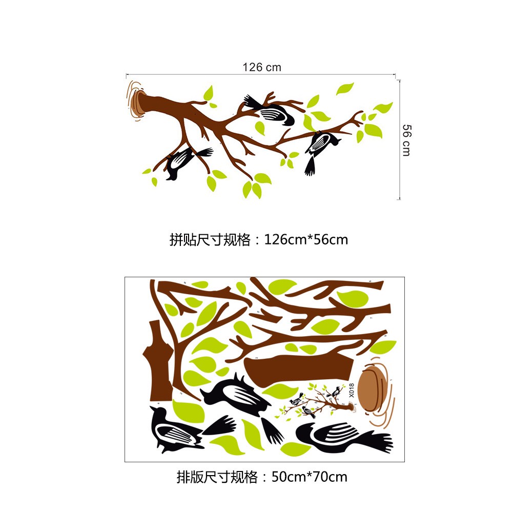 Decal trang trí tường - Nhánh cây nhỏ vành nhạt hiện đại