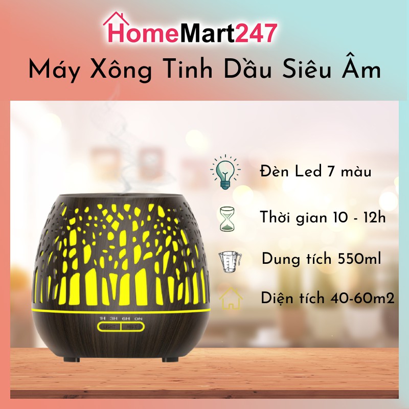 [TẶNG TINH DẦU] MÁY XÔNG TINH DẦU PHÒNG NGỦ 550ML