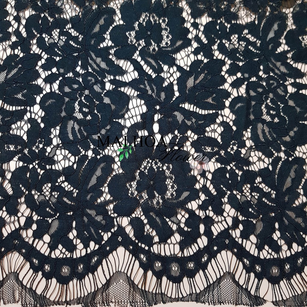 Vải ren đen dùng làm vải may đồ chất mềm mại có co giãn 150x150cm, Maihoaflower