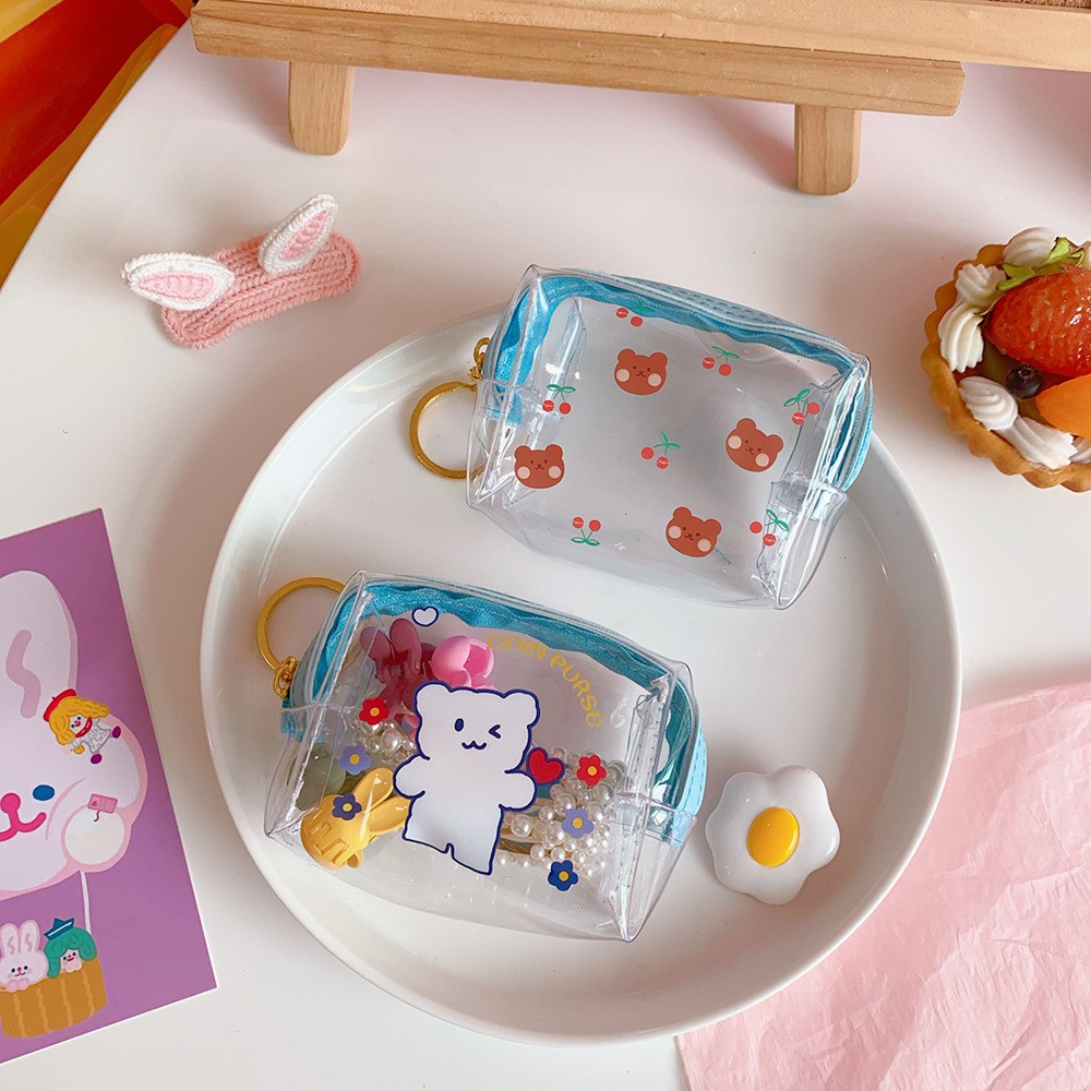 Ví mini trong suốt kèm móc khóa xinh xắn ulzzang